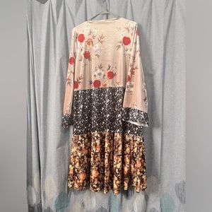 Midi velvet long-sleeved kimono